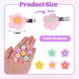 LunarCharm 10 Pieces Colorful Small Flower Hair Clips for Girls and Women, Cute Hair Pins with Flowers, Small Flower Clips for Hair, Floral Hair Clips Hair Accessories