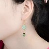 Unbranded 18K Gold Plated Green Agate Flower Dangle Drop Earrings