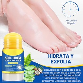 Crema en barra de urea 60% más 2% ácido salicílico, crema de urea para pies y callos de máxima fuerza para talones secos agrietados, manos, rodillas, 