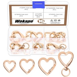 Woakpe 16PCS Llavero Surtido Kit, 0.62" 0.7" 0.78" 1" (ID) Llavero en Forma de Corazón Clip Mosquetón de Oro con Resorte de Gatillo Llaveros Creativos Llaveros en Forma de Corazón Set de Ganchos de Metal para Pulseras, Tarjeteros