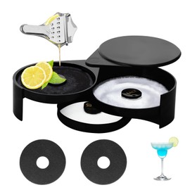 1 Pack 3 Tier Bar Glass Rimmer with Sponge for Cocktails and Margarita Mixing,Salt and Sugar Container,Seasoning Box,Bartender Tool for Bar,Pub Party and Reception,Black