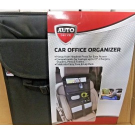Auto Drive Car Organizer Carry Case Hangs From Seat Folds Into Lap Desk BLACK