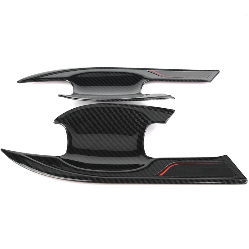 4pcs Carbon Fiber Style External Outer Door Bowl Handle Cover