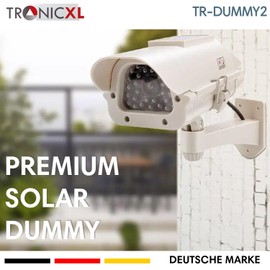 TronicXL Premium Solar Dummy Surveillance Camera CCTV with Flashing LED I Professional CCD Camera Fake Indoor and Outdoor Use