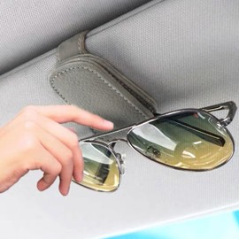 Sun Visor Car Sunglasses Holder Car Car Glasses Holder Sunglasses Holder Sun Visor Pocket Protect Glasses Leather Look Easy Install Sun Visor Accessories Car Supplies Car Storage Box (Gray)