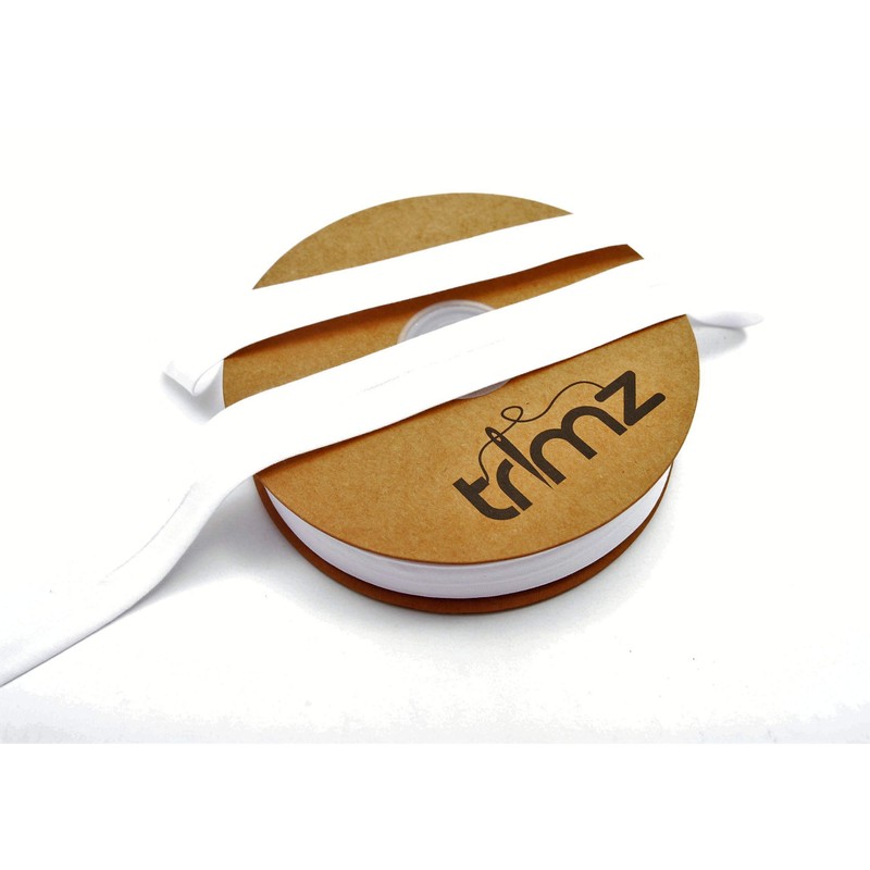 Trimz Nastro sbieco in policotone, bianco, 25 mm x 20