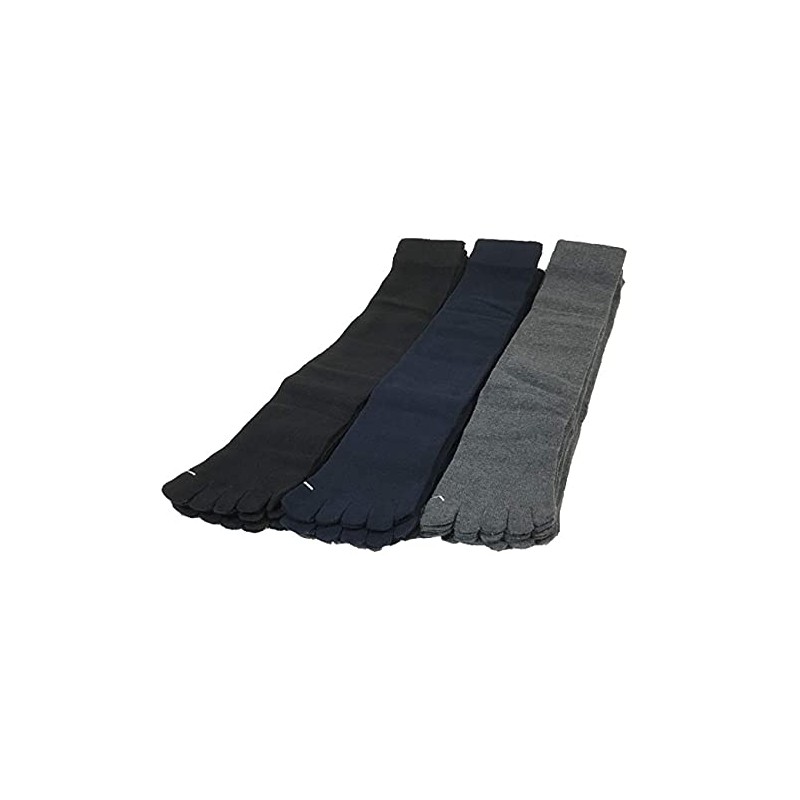 Men's 5 Toe High Socks, 3 Pairs Set, 100% Cotton