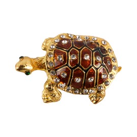 Ieron Crystals Bejeweled Turtle Trinket Box Tortoise Jewelry Box Tortoise Figurine Jewelry Ring Holder Box Decorative Sparkling Diamond Ornaments Keepsake Box(Brown)