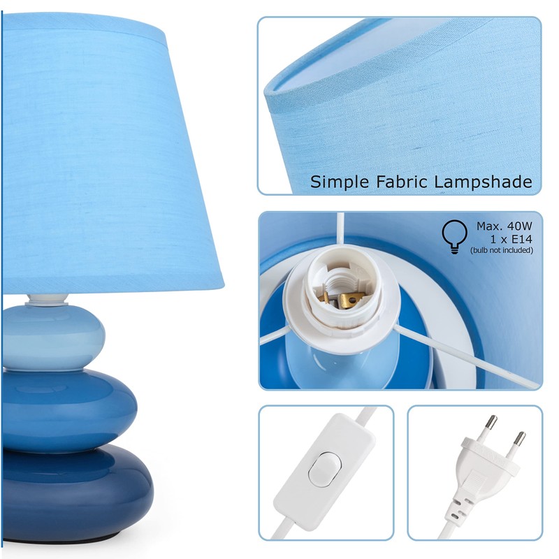 Urban Lifestyle Lina Bedside Lamp (Blue) Table Lamp Ceramic Table