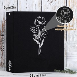 Lanpn 8.5x11 inch Scrapbook Photo Album, Linen Cover Archival Acid Free Top Load 3 Ring Binder Folder Photo Book 8.5 x 11 with 30 Plastic Sleeves 60 Pages (Black)