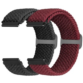 Acortjl Braided Solo Loop Watch Band - Choice of Width -18mm 20mm 22mm, Quick Release Braided Replacement Wristband Nylon Stretchy Watch Straps for Men Women, 2PCS