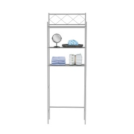 J&V TEXTILES 3-Shelf Bathroom Organizer Over The Toilet, Bathroom Spacesaver (Silver)