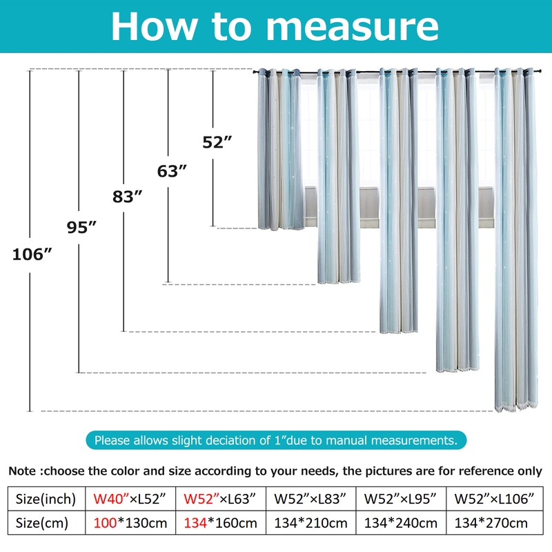 2pc Curtain Simple Gradient Hollow-out Star Pattern Double Layer Blackout