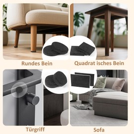 Felt Furniture Pads moinkerin 243 PCS Felt Floor Protectors for Furniture Chair Legs Wood Floors Felt Pads Anti-Scratch & Noise Reduction Furniture Pads Self-Stick Design Ssorted Sizes (Black, 5mm)