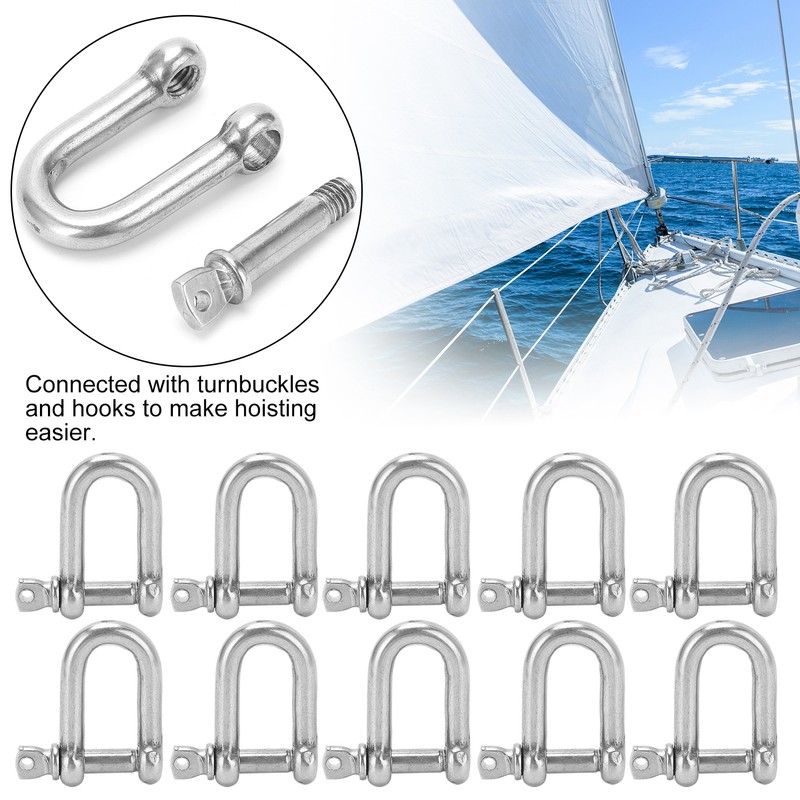 10pcs M4 Screw Pin Anchor Shackle 304 Stainless Steel Heavy