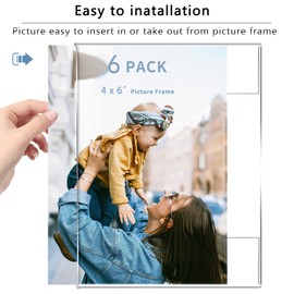 DZZ Clear Acrylic Photo Picture Frames Display Picture,Wall Mounting Clear for Home,School,office,-Vertical, 4x6, Set of 6
