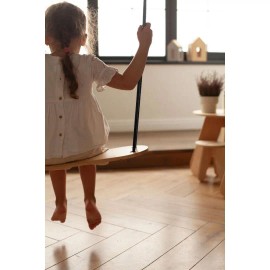 UD_BABAI Wooden Swing with Black Cotton Rope for 3+