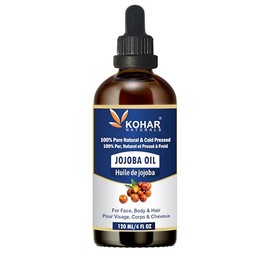 100% Pure Naturals Jojoba Oil. Cold Pressed, Unrefined, Organic, Non-Comedogenic Carrier oil for Face, Body Skin and Hair. GMO Free, Vegan and Cruelty Free. Bottled in Canada. 120 ml