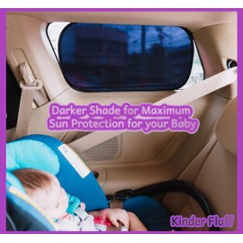 kinder Fluff Car Window Shade (4Pack)-The Only Certified Cockpit & Car Window Sun Shade for Baby & Pilots Proven to Block 99.95% UVR -Mom's Choice Gold Award- Aircraft & Car Seat Sun Protection - L