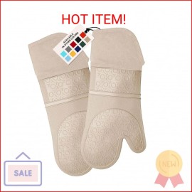 HOMWE BPA-Free Silicone Oven Mitts Ultra Heat Resistant up to 500°F - Oven Mitts with