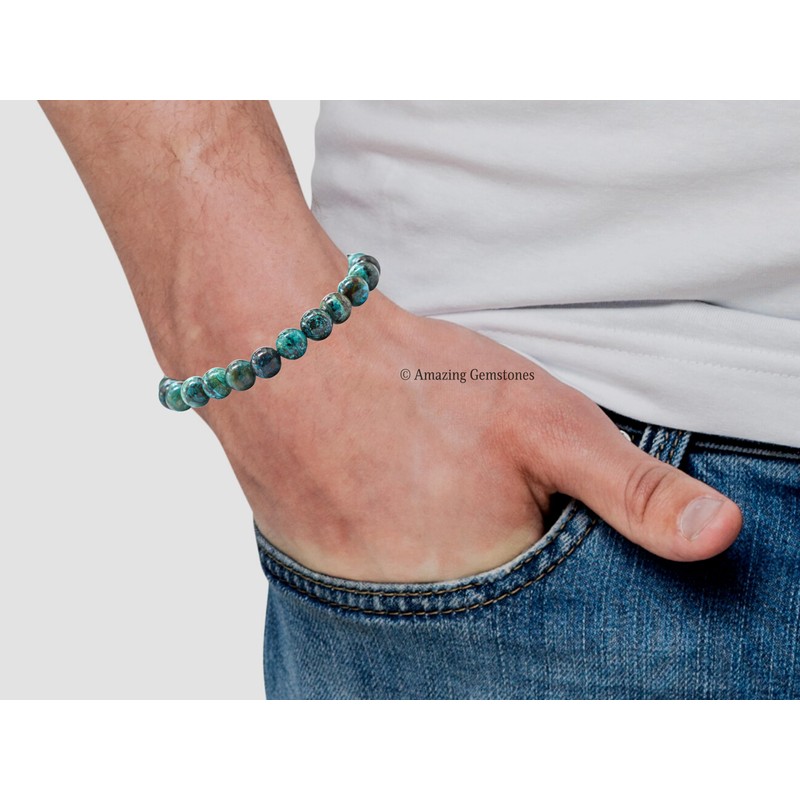 Amazing Gemstone Chrysocolla Bracelet, Gifts For Men & Women -