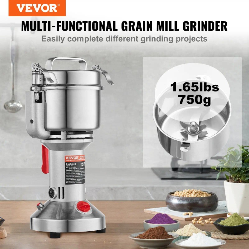 Grain Grinder 750g High-Speed Electric Herb Spice Mill Kitchen Tool