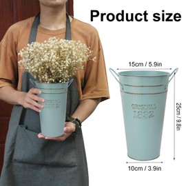 GENHAKON 5 PCS 10 Inch Rustic Galvanized Flower Vases, Farmhouse French Buckets for Beautiful Floral Arrangements, Home Decor or Weddings and Events