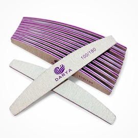 DARYA Nail Files (12 Pcs) Double Sided 100/180 Grit Emery Boards for Nails Acrylics Natural Nail File Durable Washable Professional Nail Files for Salon & Home Use (12, Count, 100/180 Grit)
