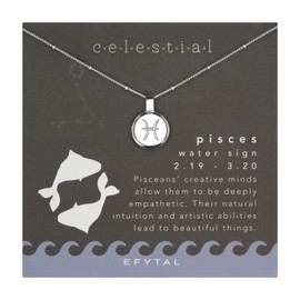 EFYTAL Best Friend Birthday Gifts, 925 Sterling Silver Bezel Edge Pisces Necklace, Zodiac Necklaces, Friendship Gift for Bridesmaids, Bridal Party Friend Group Jewelry (Pisces 2/19 - 3/20)