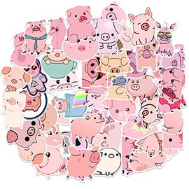 50 Pack Pig Stickers Water Bottles Laptop Car Hydroflasks Phone Guitar Skateboard Computer Cute Animal Pig Vinyl Sticker Waterproof Aesthetic Trendy Decals for Teens Boys Girls Adults