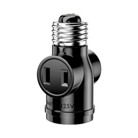 Aiwode E26 Base 1 Light Dual Socket E26 Socket + 2 Outlet E26 Conversion Adapter Conversion Socket Easy Installation, Black, 1 Pack