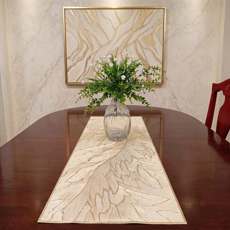 FAVE Gold Table Runner 35.5 Inches Table Runner Waterproof