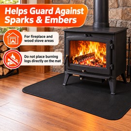 Fire-Resistant Fireplace Hearth Mat for Floor Protection – Non-Slip Fiberglass Spark & Ember Guard, 40.16 x 19.69 Inch for Wood Stoves