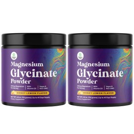 High Absorption Magnesium Glycinate Powder - Vegan Magnesium Powder for Sleep Relaxation & Regularity - Drink Mix Non-GMO Gluten Free & No Artificial Flavors (Honey Lemon) 80 Servings