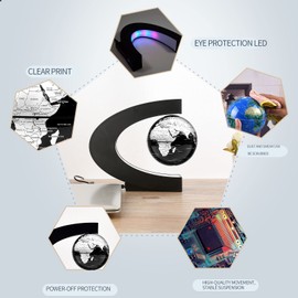 Magnetic Levitating Floating Globe with LED Light C Shape Base Anti Gravity High Tech World Map Birthday Gift Men Father Kid Teacher for Home Business Office Decoration Desk Gadget Education Demo