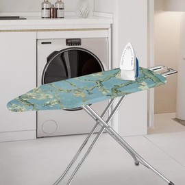 PJHEQOXE Oil Painting Style Ironing Board Cover Magic Sticker Non Stick Scorch and Stain Resistant with Elasticized Edges Applicable Standard Size Iron Board Cover （Blue）