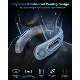 Hotsales Neck Fan, Hands Free Bladeless Neck Fans Portable Rechargeable, 360° Cooling Neck Fan, 4 Speeds, Quiet, 5200 mAh Battery Operated USB Wearable Personal Fan Gifts for Women, Travel, Outdoor