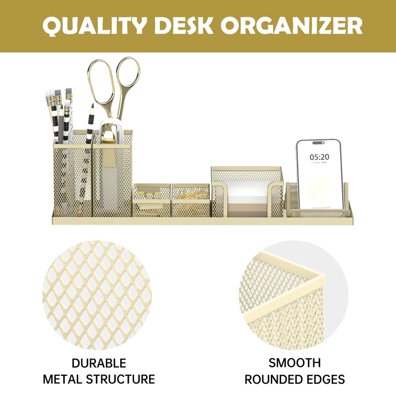 SUPEASY Pen Holder for Desk, 6 Piece Mesh Desk Organizer