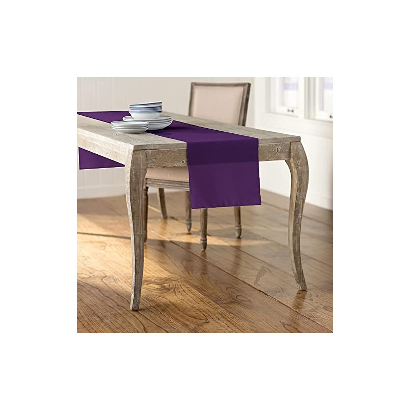 LA Linen Polyester Poplin Table Runner 14 by 108-Inch, Purple,