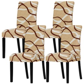 Leorate Chair Covers for Dining Room - Stretch Printed Spandex Fabric Chair Slipcovers Washable Removable Seats Slipcovers,for Kitchen,Dining Room,Wedding Decor,Hotel,Restaurant (125845, Pack of 4)