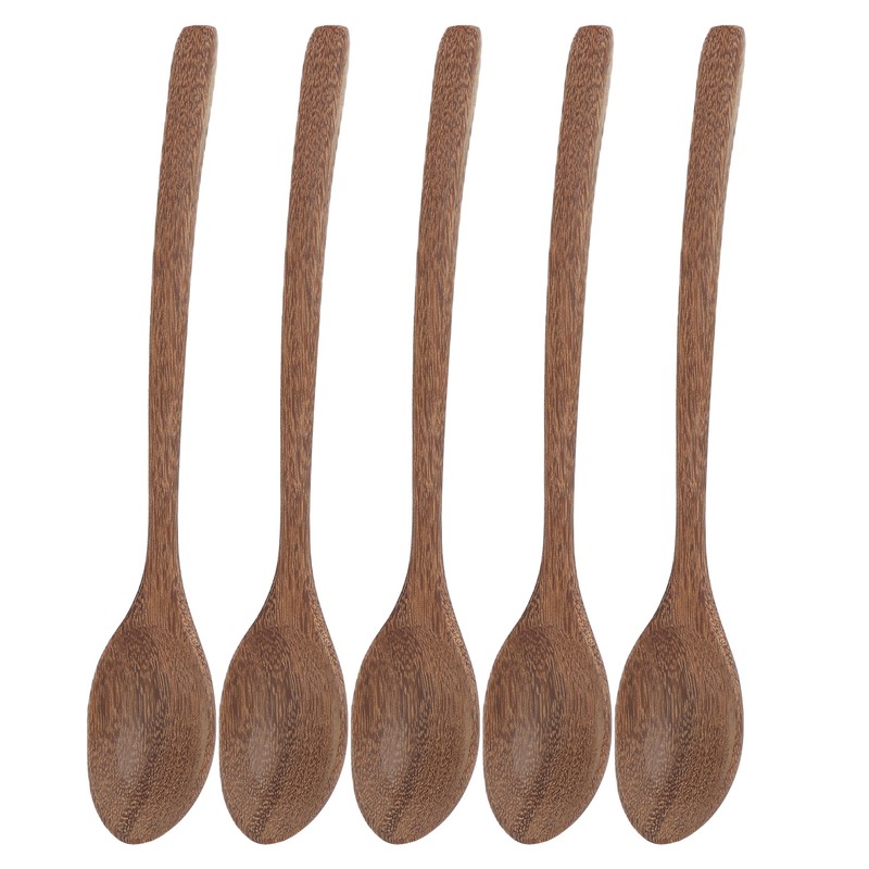 5Pcs Wooden Spoons Burr Free Sturdy Durable Light Heat Resistant