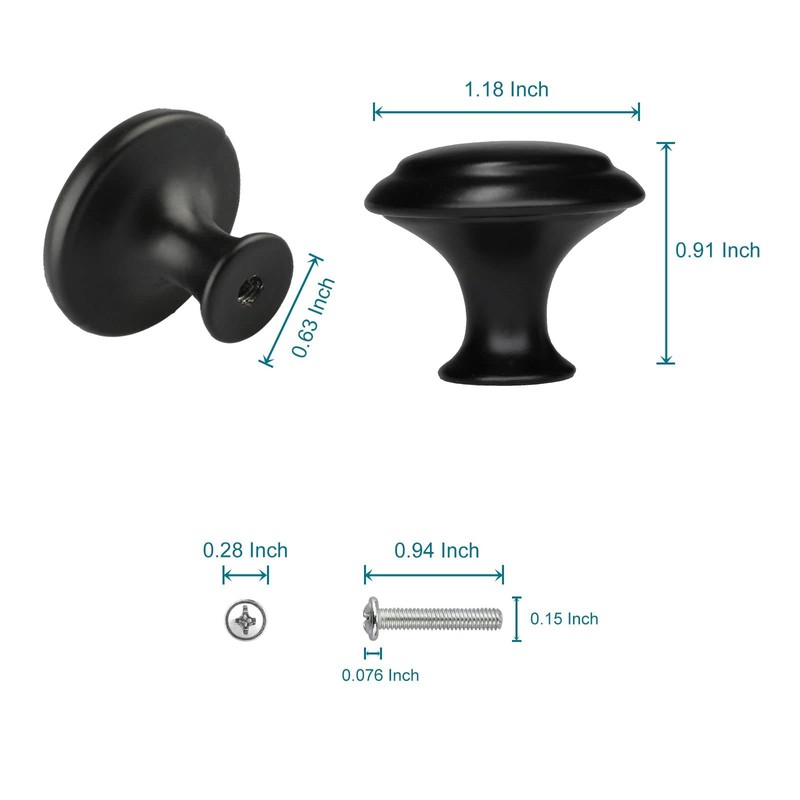 ZONBANG 12PCS Cabinet Dresser Drawer Knobs, Black Kitchen Cabinet Knobs,