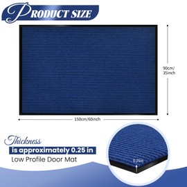 Door Mat Heavy Duty Outdoor Indoor Doormat Low Profile Front Door Mat Large 35x60 inch Blue Entrance Welcome Mats Easy Clean Patio Entrance Mat Waterproof Anti-Skid Rubber Backing