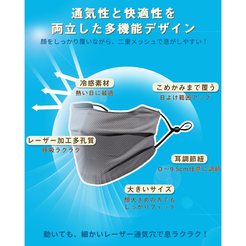 DAIBON Fabric Mask, Cool Touch Sensation, UV Protection, Ear Painless,
