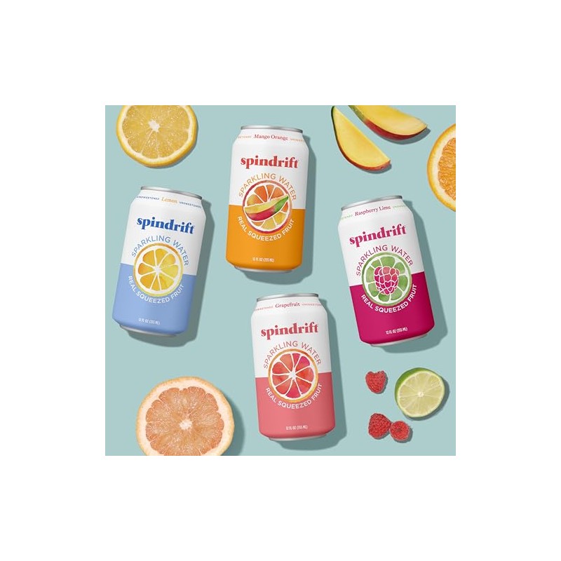 Spindrift Sparkling Water, 4 Flavor Variety Pack, Made with Real