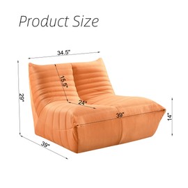 Chicfurnit Folding Chair Sofa Bed, Lazy Floor Sofa Couch with One-Piece High Resillence Sponge, Reading Chair for Adults, Comfy Sleeper Chair for Living Room, Bedroom, Apartment and Office, Orange