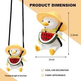 ZNDAW Cool Swinging Duck Car Hanging Ornament, Swing Duck Pendant Rearview Mirror Decoration, Cute Swinging Ducks Interior Mirror Hanging Accessories for Vehicle Home Office (Watermelon Duck)