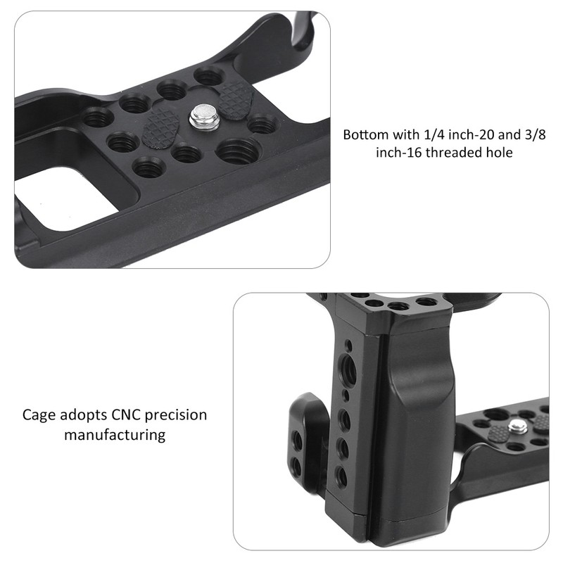 Black Aluminium Alloy Photography Shooting Vlog Camera Cage with Cold