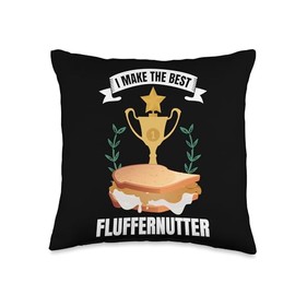 Marshmallow Peanut Butter Gear Cute Fluffernutter Sandwich Throw Pillow