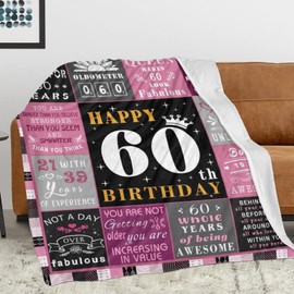 60th Birthday Gifts for Women, 60 Year Old Birthday Gifts for Women, Gifts for 60 Year Old Women, Happy 60 Birthday Gifts for Women, 60th Birthday Decorations, 60th Birthday Gift Ideas Blanket 60"x50"
